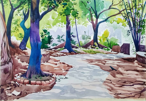 Autumn Nature Watercolor Illustration