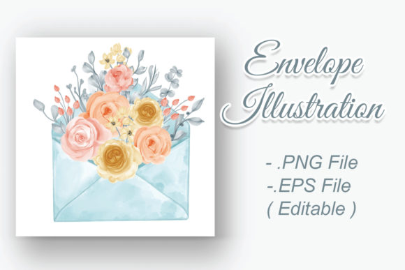 Envelope Flower Watercolor Illustration