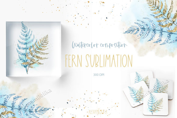 Fern Sublimation. Watercolor Card