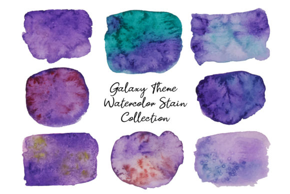 Galaxy Theme Watercolor Stain Illustrations