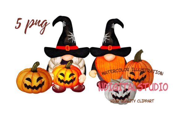 Halloween Watercolor Gnom Clipart Png