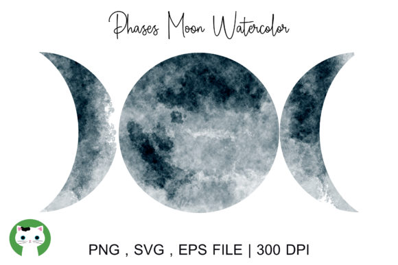 Phases Moon Watercolor Illustrations