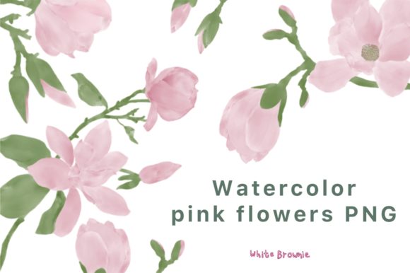 Pink Floral Watercolor 15 PNG Illustrations
