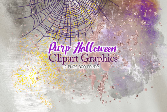 Purp Halloween Watercolor Graphics and Illustrations
