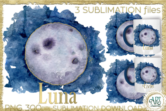 Sublimation Moon Luna Watercolour Illustrations