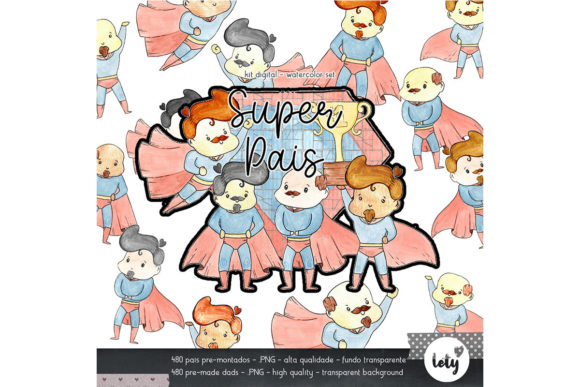 Super Dads Watercolor Set and Illustrations
