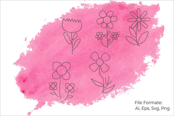 Watercolor Background with Floral Bundle and Illustrations