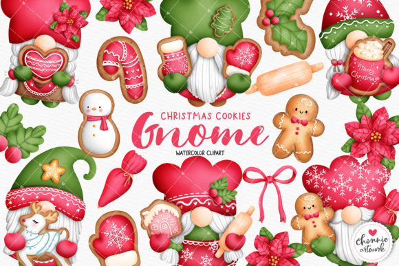 Watercolor Christmas Cookies Gnome Illustrations