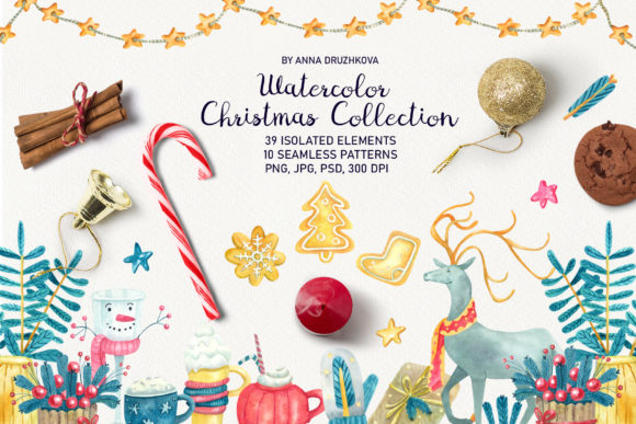 Watercolor Christmas Winter Collection Illustrations