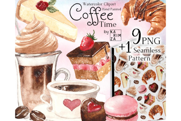 Watercolor Coffee Clipart for Cafe Menu and Illustrations