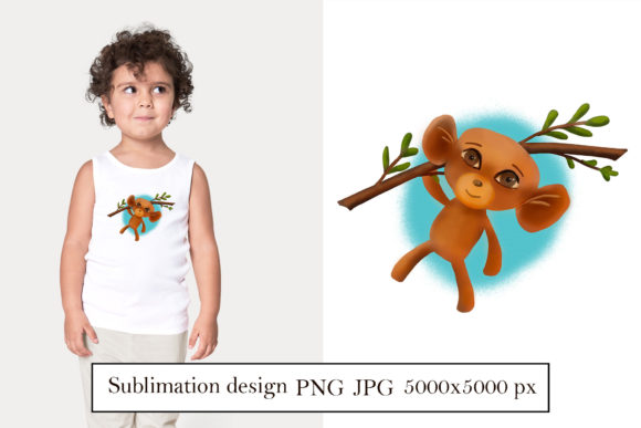Watercolor Cute Monkey Boy - Sublimation Illustrations