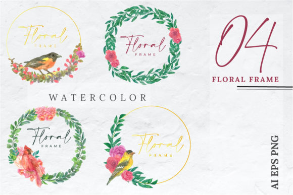 Watercolor Frame Floral Illustrations