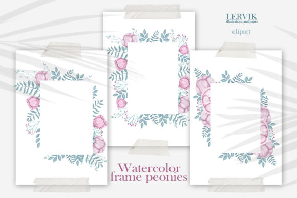 Watercolor Frame Flower Clipart Png and Illustrations