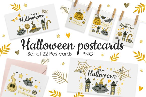 Watercolor Greeting Card Happy Halloween Illustrations