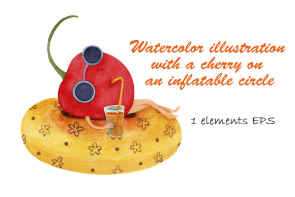 Watercolor Illustration with a Cherry