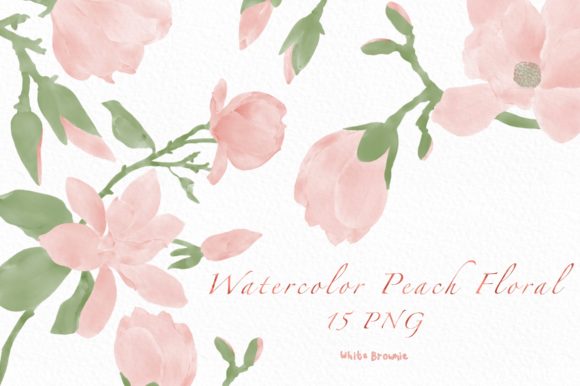 Watercolor Peach Floral Illustrations