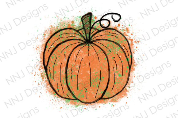 Watercolor Pumpkin Fall Clipart PNG and Illustrations