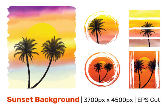 Watercolor Sunrise Background Bundle