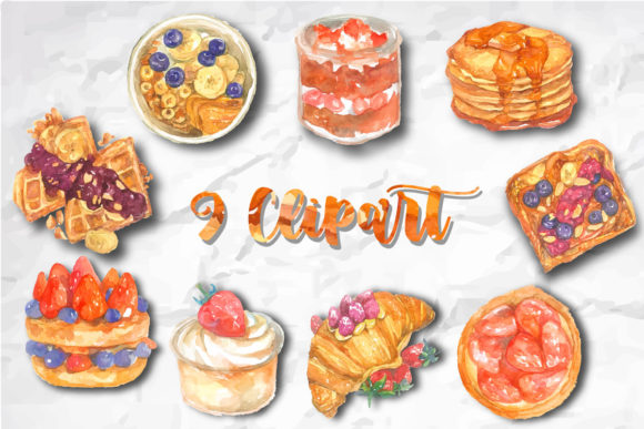 Watercolor Sweet Breakfast Illustrations