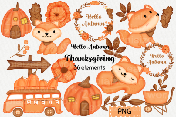 Watercolor Thanksgiving and Autumn Illustrations