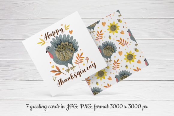 Watercolor Thanksgiving Greeting Cards Illustrations