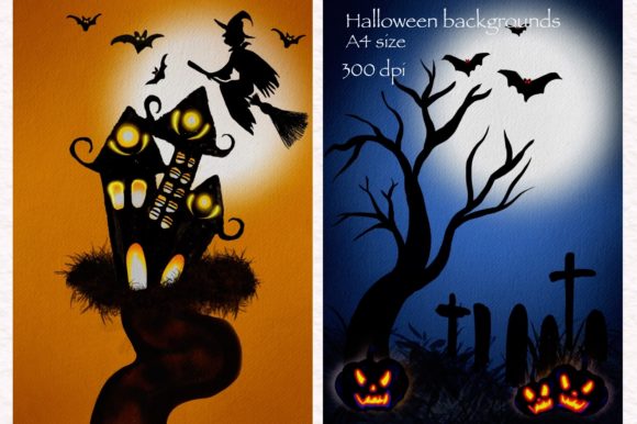 Watercolour Halloween Background Illustrations