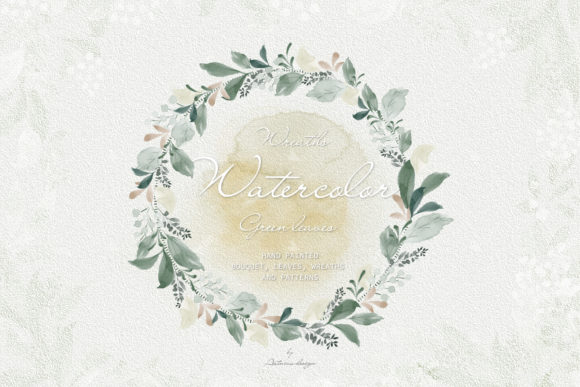 Wreaths Green Leaves Watercolor Illustrations